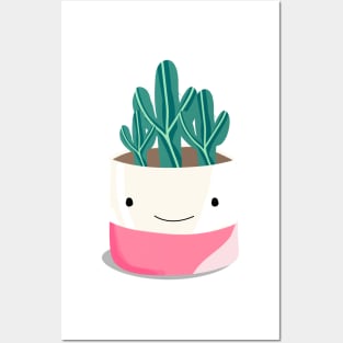 cute cactus plant with smiley vase pot - cute Posters and Art